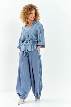 Костюм брючный 748 голубой Euro Moda