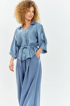 Костюм брючный 748 голубой Euro Moda