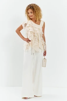 Костюм брючный 752 молочный + молочный Euro Moda