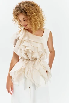 Костюм брючный 752 молочный + молочный Euro Moda