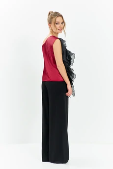 Костюм брючный 761 красный + черный Euro Moda