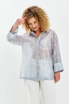 Блузка 762 голубой Euro Moda