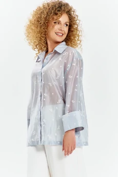 Блузка 762 голубой Euro Moda