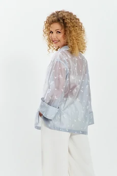 Блузка 762 голубой Euro Moda