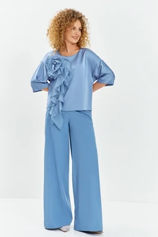 Костюм брючный 764 голубой + голубой Euro Moda