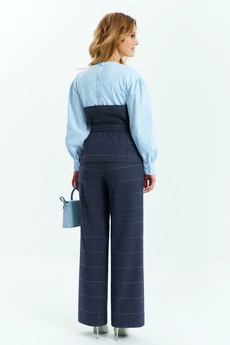 Костюм брючный 772 синий + голубой Euro Moda