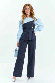 Костюм брючный 772 синий + голубой Euro Moda