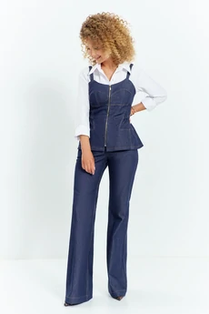 Костюм брючный 775 синий джинс Euro Moda