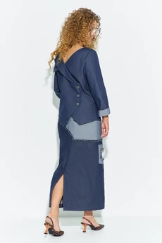 Костюм с юбкой 780 синий джинс Euro Moda