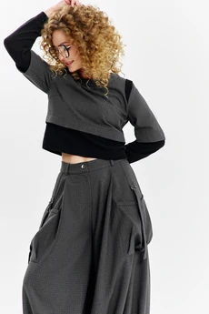 Костюм брючный 782 серая клетка + черный Euro Moda