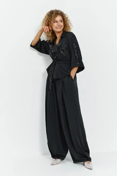 Костюм брючный 802 черный Euro Moda