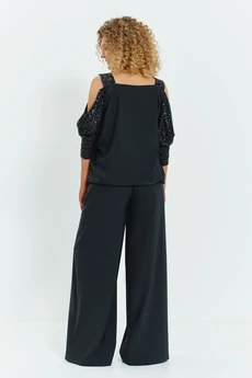 Костюм брючный 804 черный Euro Moda