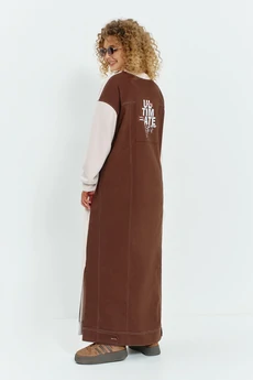 Платье 808 бежевый + коричневый Euro Moda