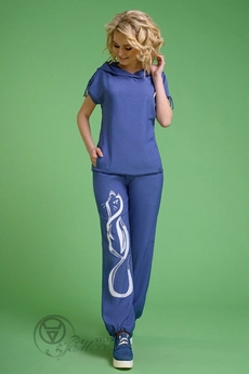 Костюм брючный 099 джинс аппликация Euro Moda