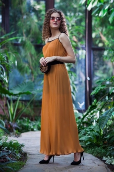 Комбинезон+блузка 211 горчичный Euro Moda