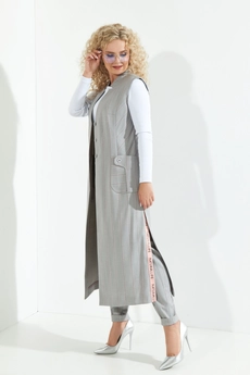 Костюм брючный 265 серый + розовый + люрекс Euro Moda