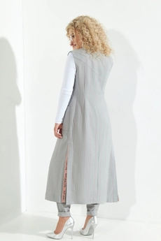 Костюм брючный 265 серый + розовый + люрекс Euro Moda