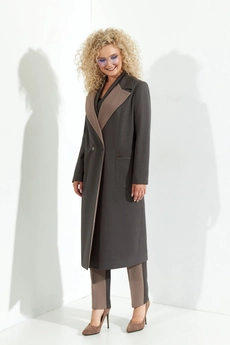 *Костюм брючный 366 капучино + серый Euro Moda
