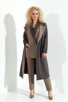 *Костюм брючный 366 капучино + серый Euro Moda