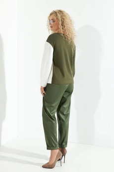 Джемпер 382 белый + хаки Euro Moda