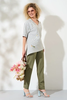 Костюм брючный 417 хаки Euro Moda