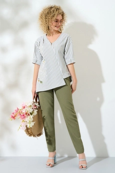 Костюм брючный 417 хаки Euro Moda