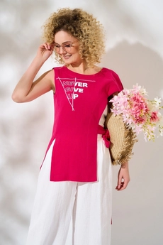 Костюм брючный 453 розовый Euro Moda