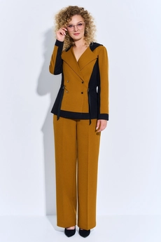 Костюм брючный 461 горчица Euro Moda
