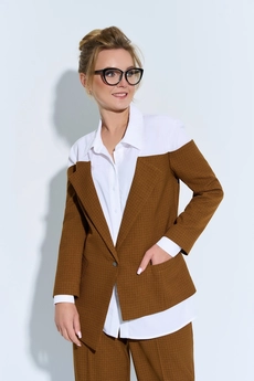 Костюм брючный 466 горчица Euro Moda