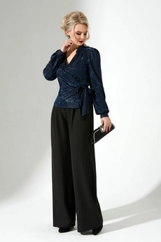 Блузка 484 синий Euro Moda