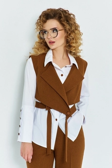 Костюм брючный 534 горчичный Euro Moda