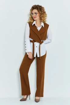 Костюм брючный 534 горчичный Euro Moda
