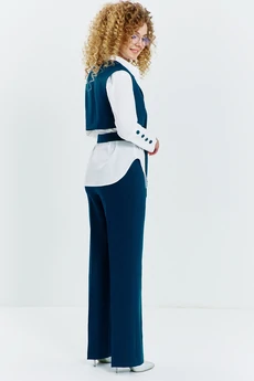 Костюм брючный 622 синий Euro Moda