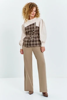 Костюм брючный 627 бежевый Euro Moda