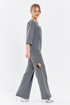 Костюм брючный 629 серый Euro Moda