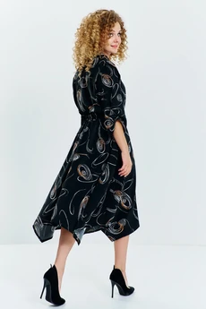 Платье 633 бежевый принт Euro Moda