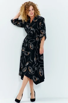 Платье 633 бежевый принт Euro Moda