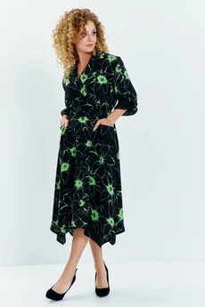 Платье 633 зеленый принт Euro Moda