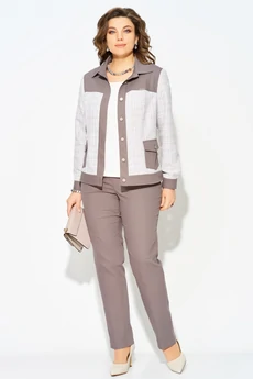 Костюм брючный 3232 бежево-шоколадный  FITA