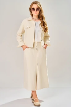 Костюм с юбкой 4202 ванильный желтый  FITA