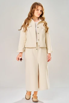 Костюм с юбкой 4202 ванильный желтый  FITA