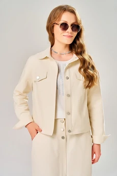 Костюм с юбкой 4202 ванильный желтый  FITA