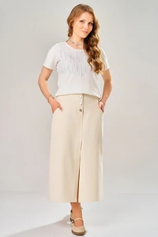 Костюм с юбкой 4202 ванильный желтый  FITA