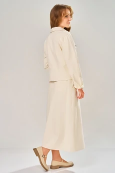 Костюм с юбкой 4202 ванильный желтый  FITA