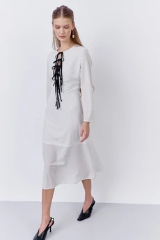 Платье 2064 белый горох FLAIM