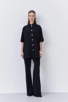 Костюм брючный 2068 черный горох FLAIM