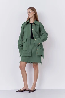 Костюм с юбкой 2077-02 зеленый мох FLAIM