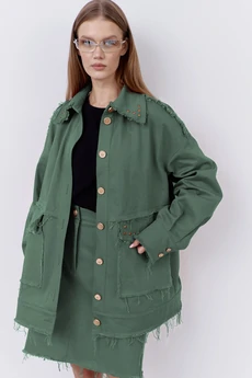 Костюм с юбкой 2077-02 зеленый мох FLAIM