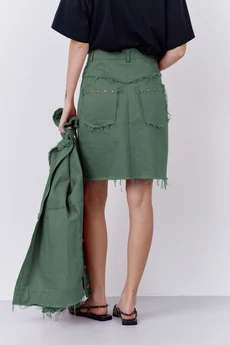 Костюм с юбкой 2077-02 зеленый мох FLAIM