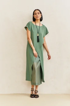 Костюм с юбкой 2104 зеленый мох FLAIM